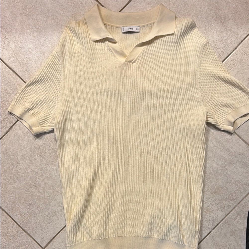 Mango Cream Ribbed Men's Polo